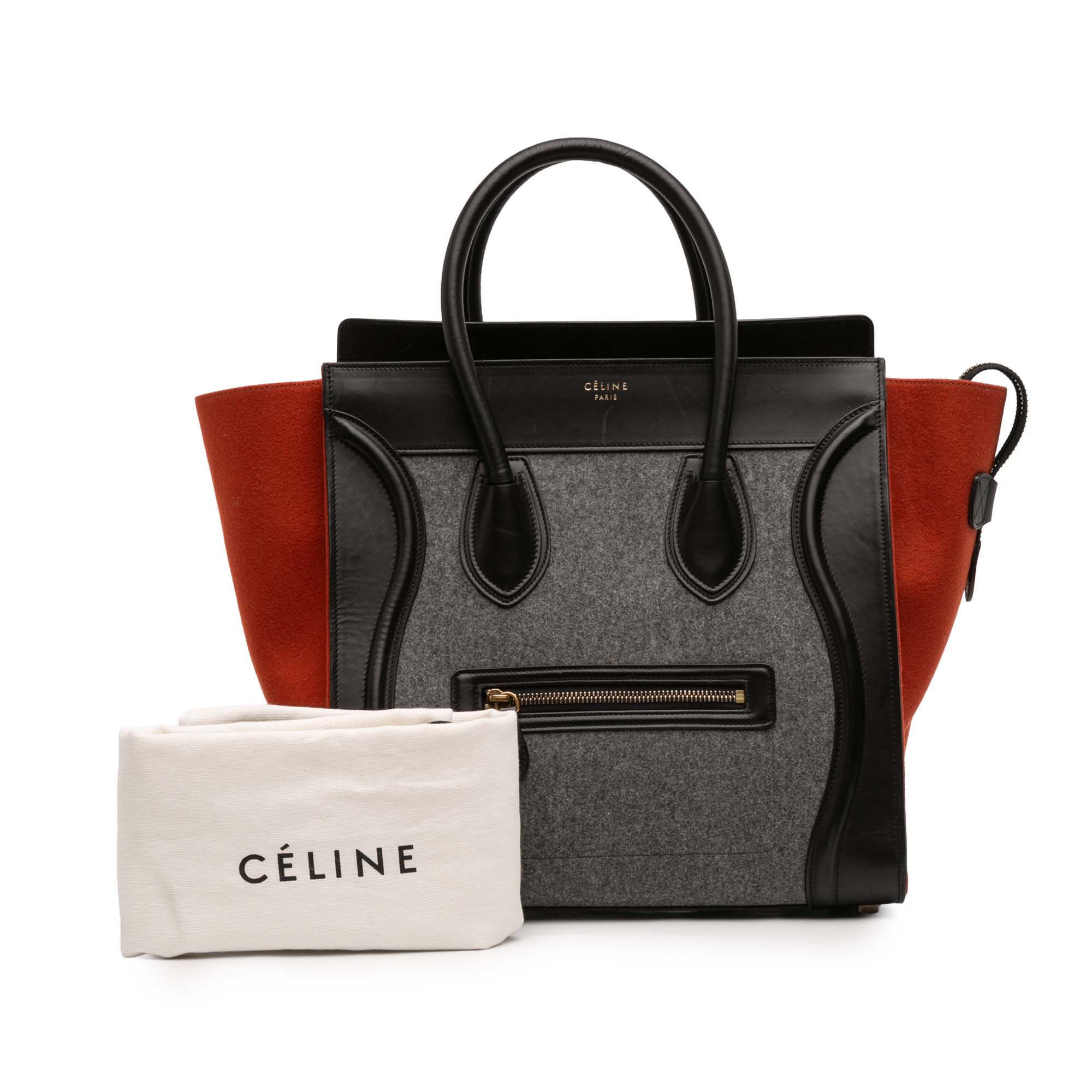 Mini Tricolor Felt Wool and Calfskin Luggage Tote - Image 12