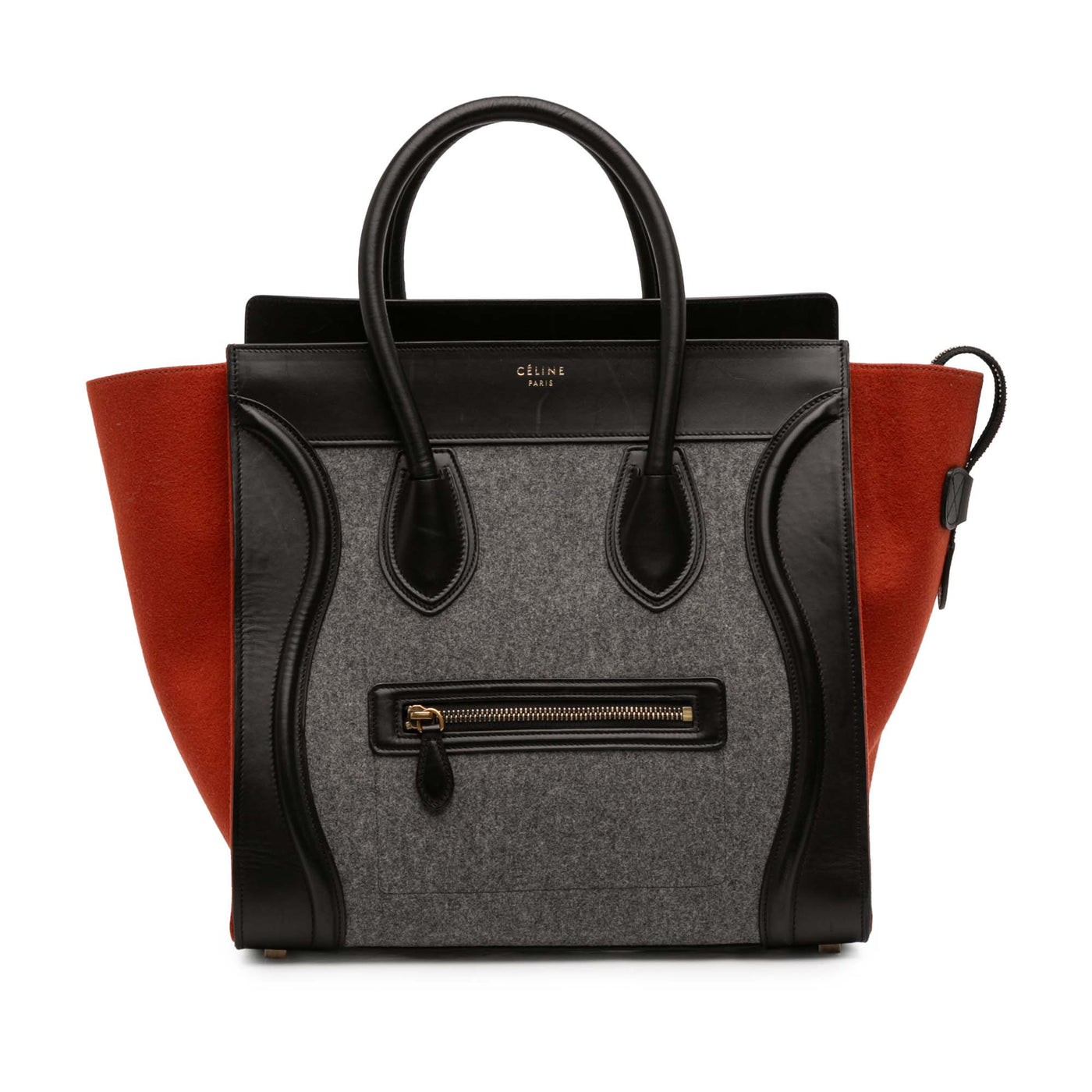 Mini Tricolor Felt Wool and Calfskin Luggage Tote - Image 1
