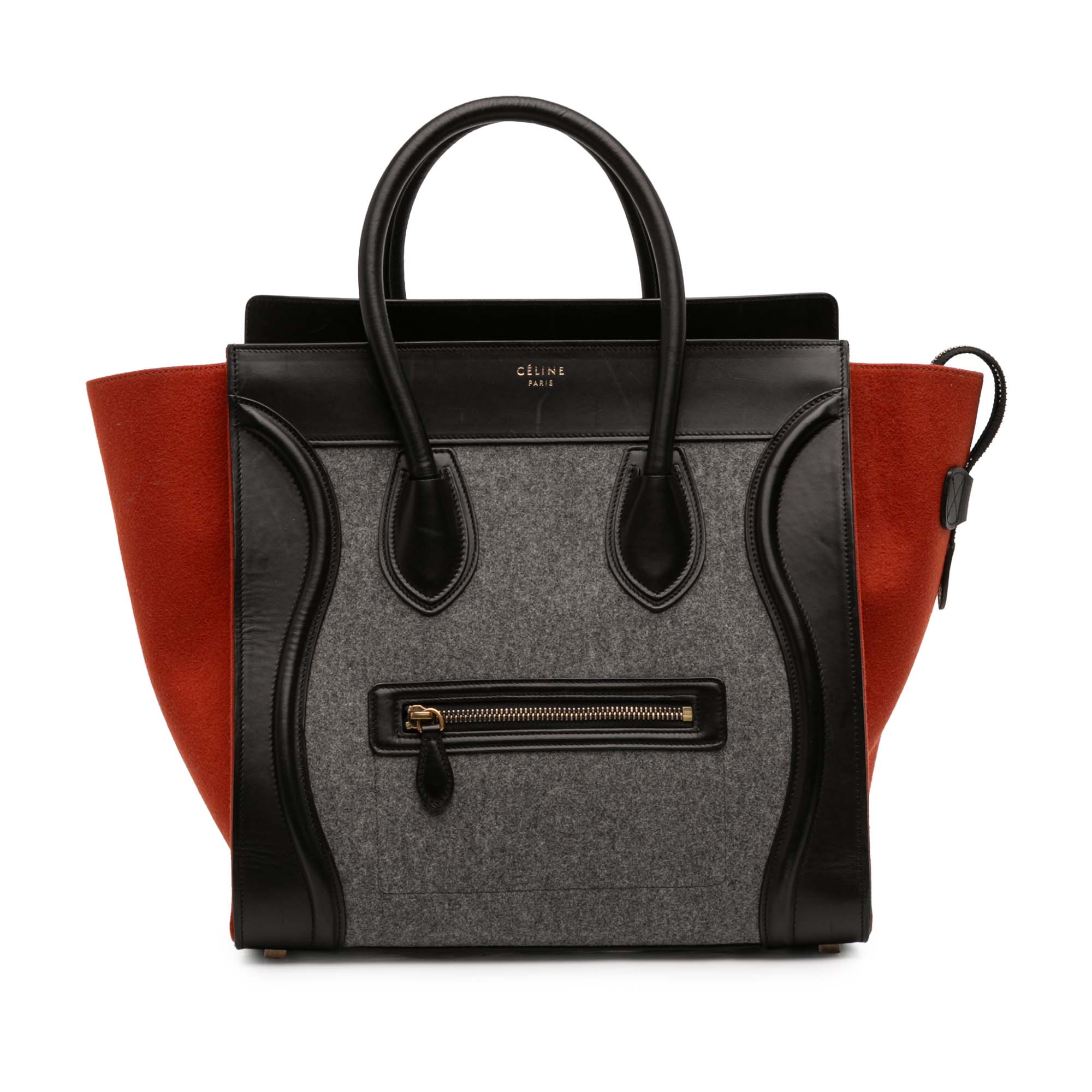 Mini Tricolor Felt Wool and Calfskin Luggage Tote - Image 1