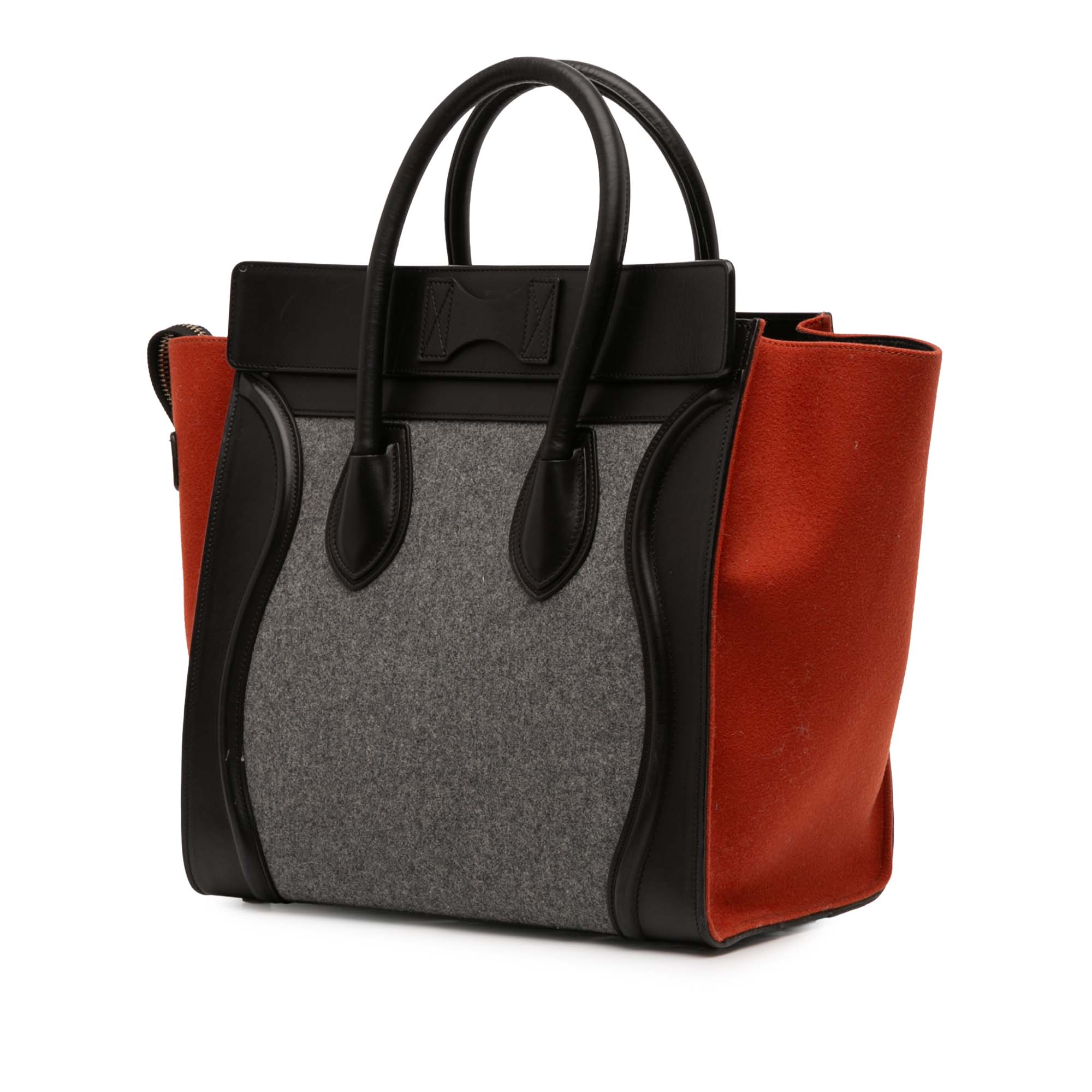 Mini Tricolor Felt Wool and Calfskin Luggage Tote - Image 2