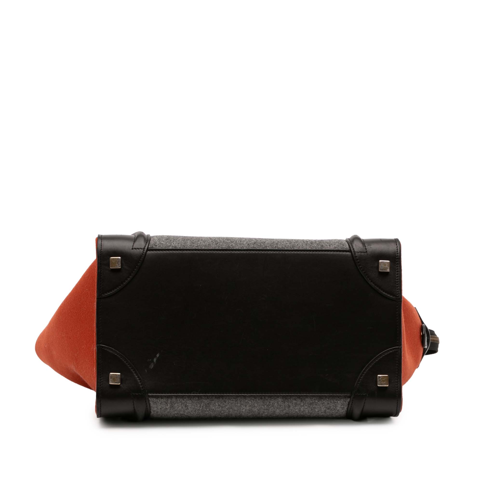 Mini Tricolor Felt Wool and Calfskin Luggage Tote - Image 3