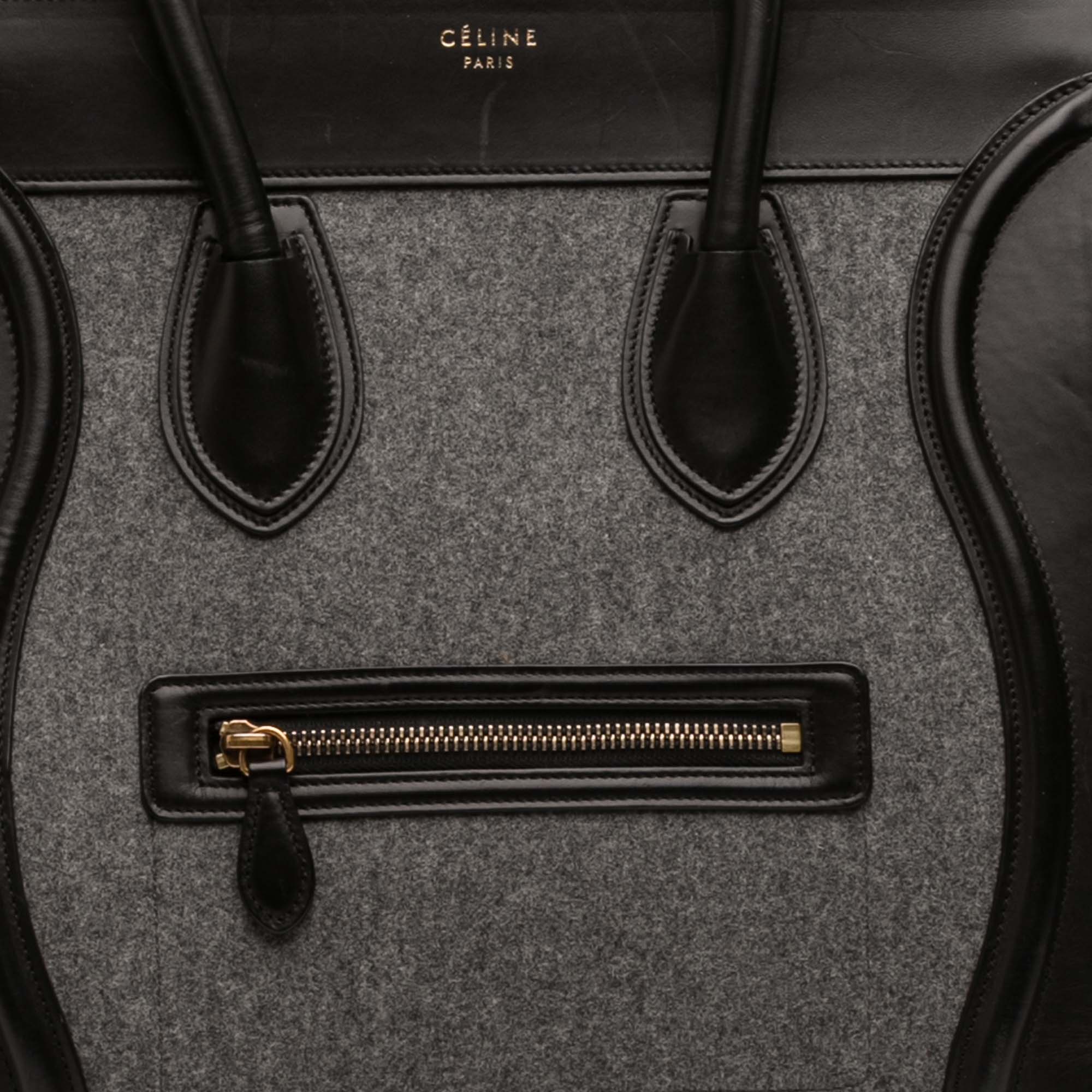 Mini Tricolor Felt Wool and Calfskin Luggage Tote - Image 7