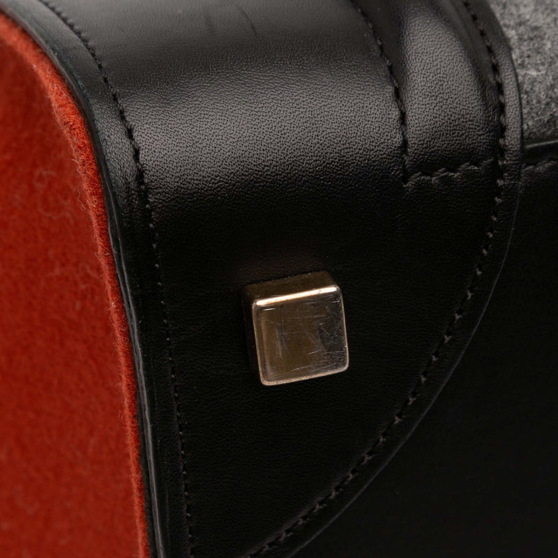 Mini Tricolor Felt Wool and Calfskin Luggage Tote - Image 8