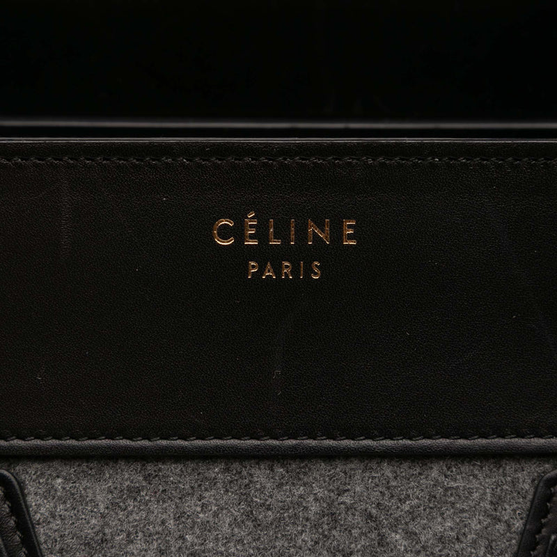 Mini Tricolor Felt Wool and Calfskin Luggage Tote - Image 9