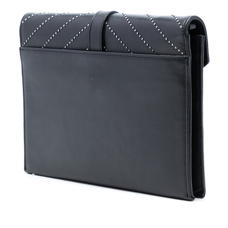 Studded Chevron Calfskin Monogram Envelope Chain Flap - Image 2