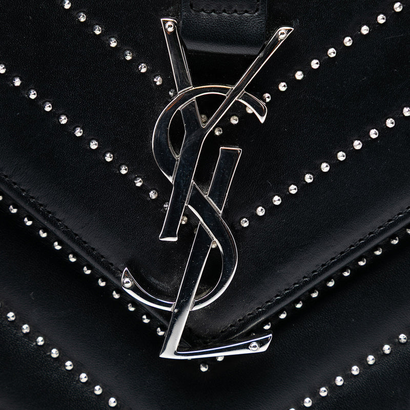 Studded Chevron Calfskin Monogram Envelope Chain Flap - Image 5