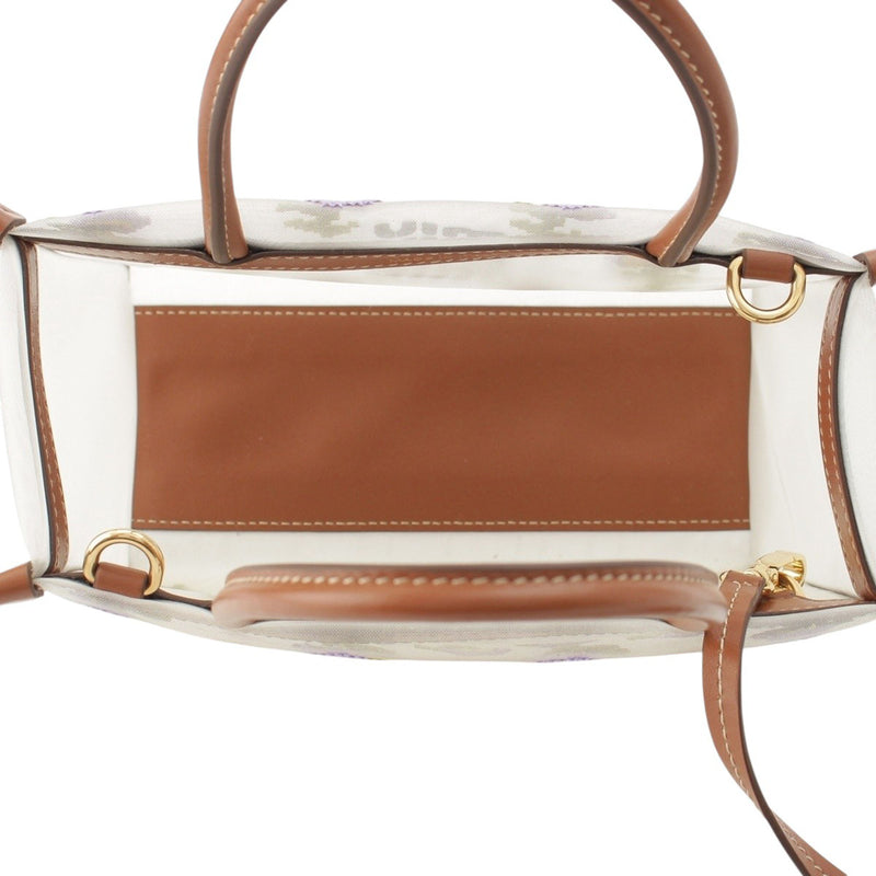 Leather Trimmed Embroidered Mesh Top Handle Bag - Image 4