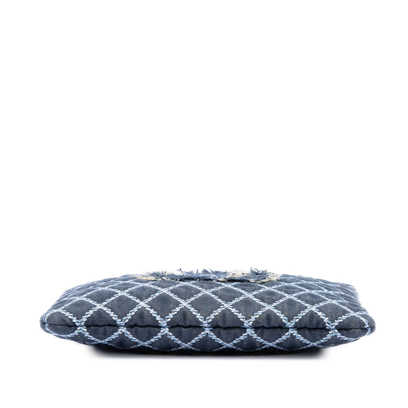 Medium Quilted Denim Wild Stitch Fringe O Case Clutch - Image 3