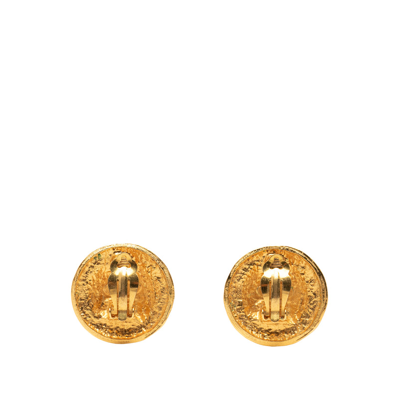 CC Gold Plated Crest Round Clip On Earrings - Image 2