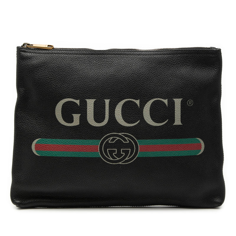 Medium Calfskin Logo Portfolio Clutch