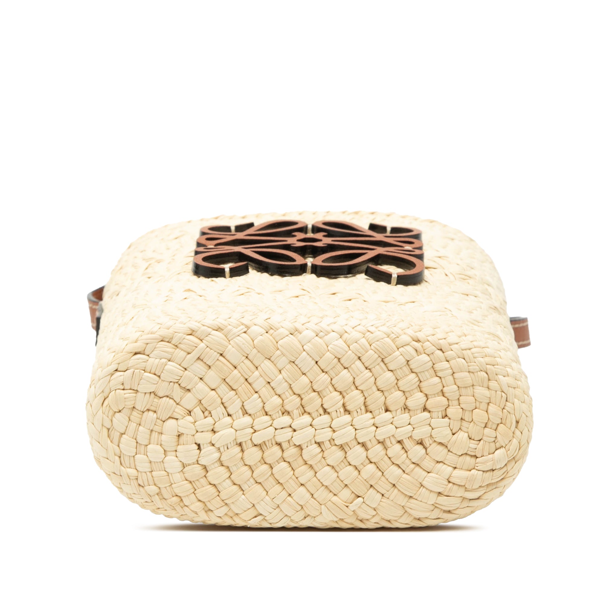 Paulas Ibiza Raffia Anagram Square Pocket Bucket Bag - Image 3