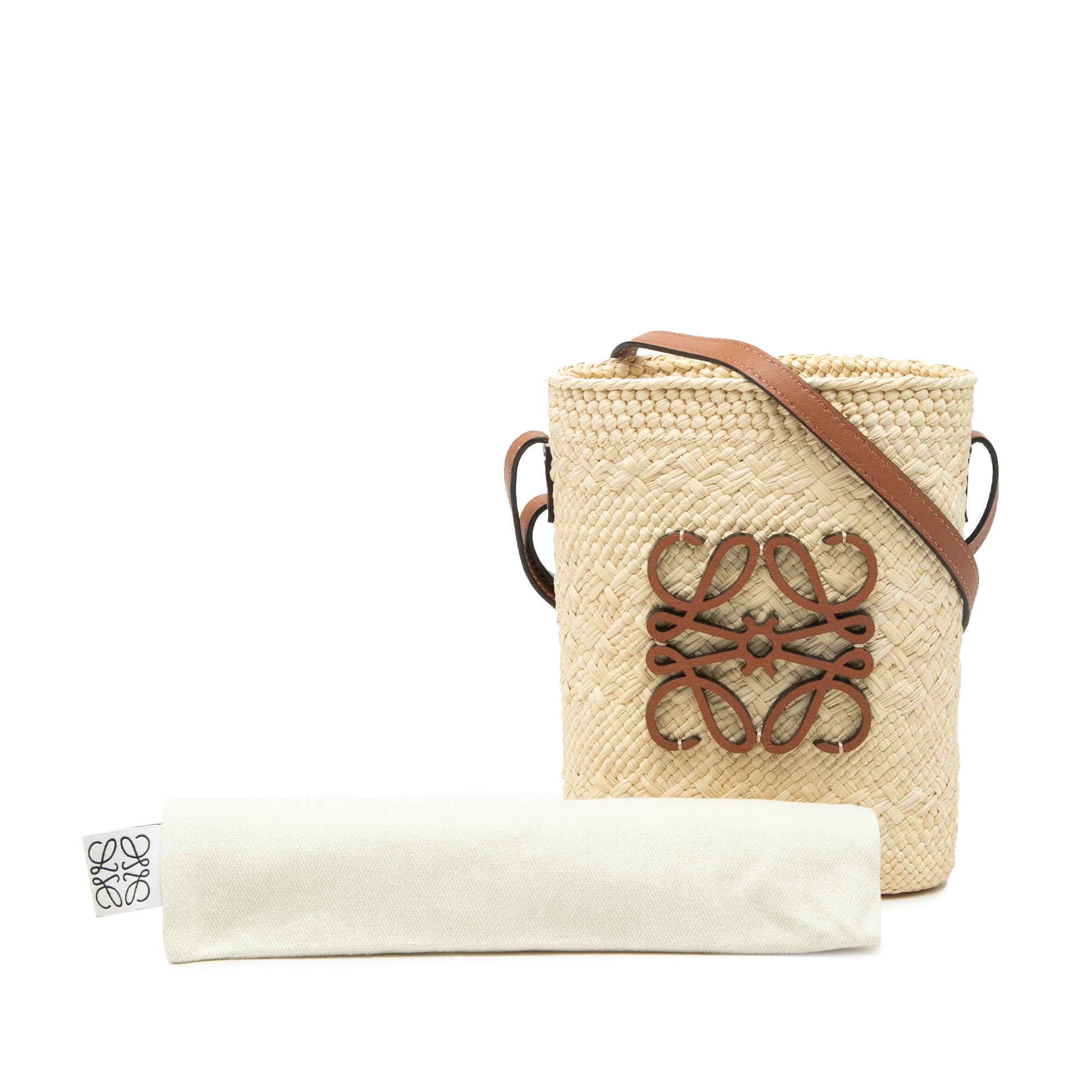 Paulas Ibiza Raffia Anagram Square Pocket Bucket Bag - Image 8