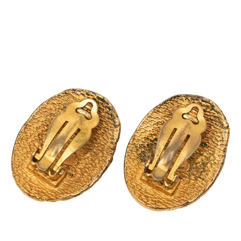 CC Gold Plated Woven Oval Clip on Earrings - Image 2