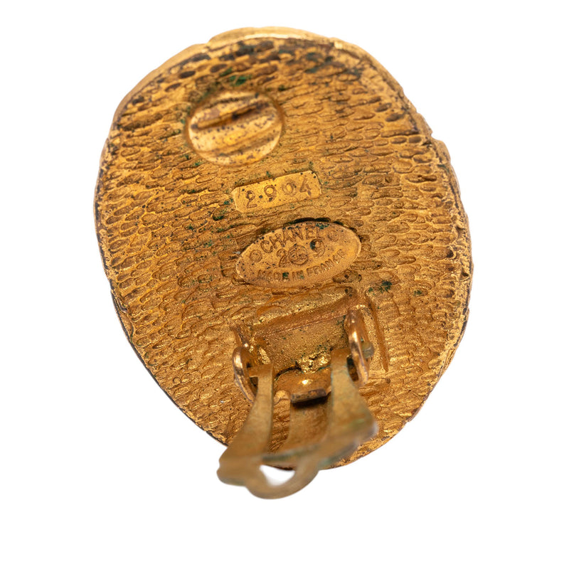 CC Gold Plated Woven Oval Clip on Earrings - Image 3