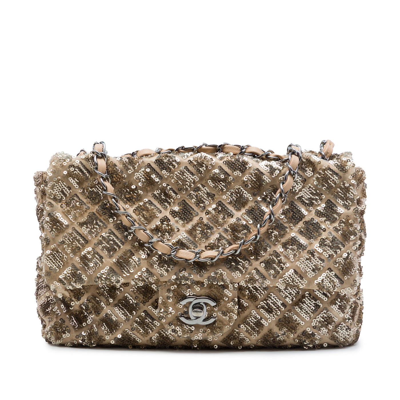 CC Quilted Sequin Embellished Satin Flap - Image 1