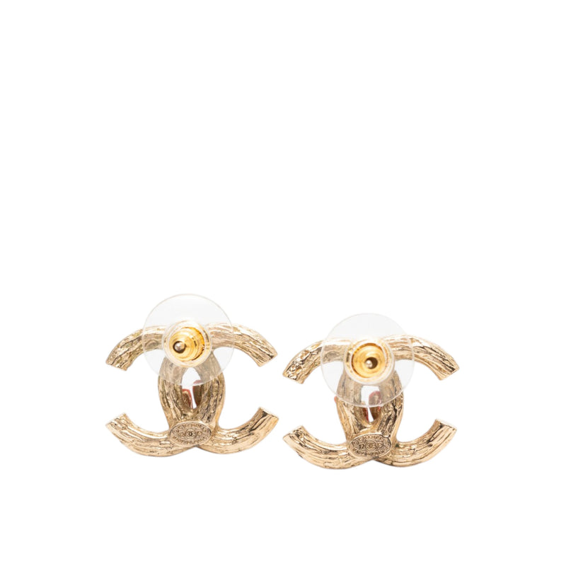 CC Gold Plated Faux Pearl Strass Push Back Earrings - Image 2