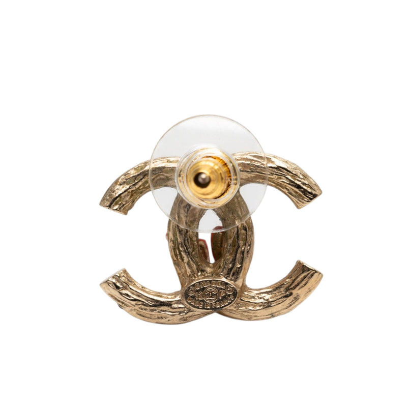 CC Gold Plated Faux Pearl Strass Push Back Earrings - Image 3