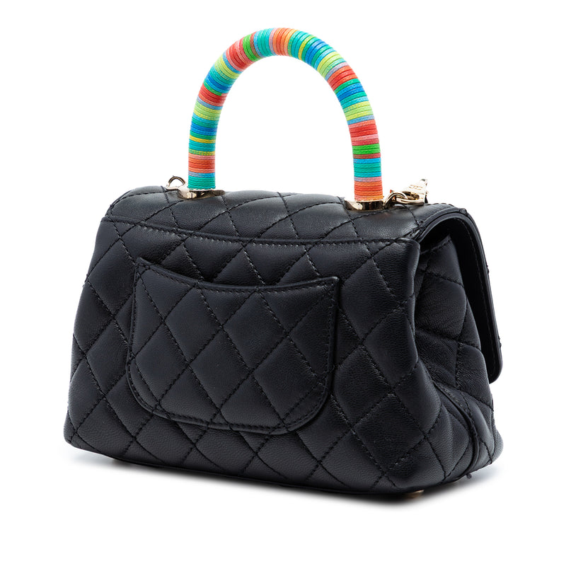 Extra Mini Quilted Lambskin Rainbow Coco Top Handle Bag - Image 2