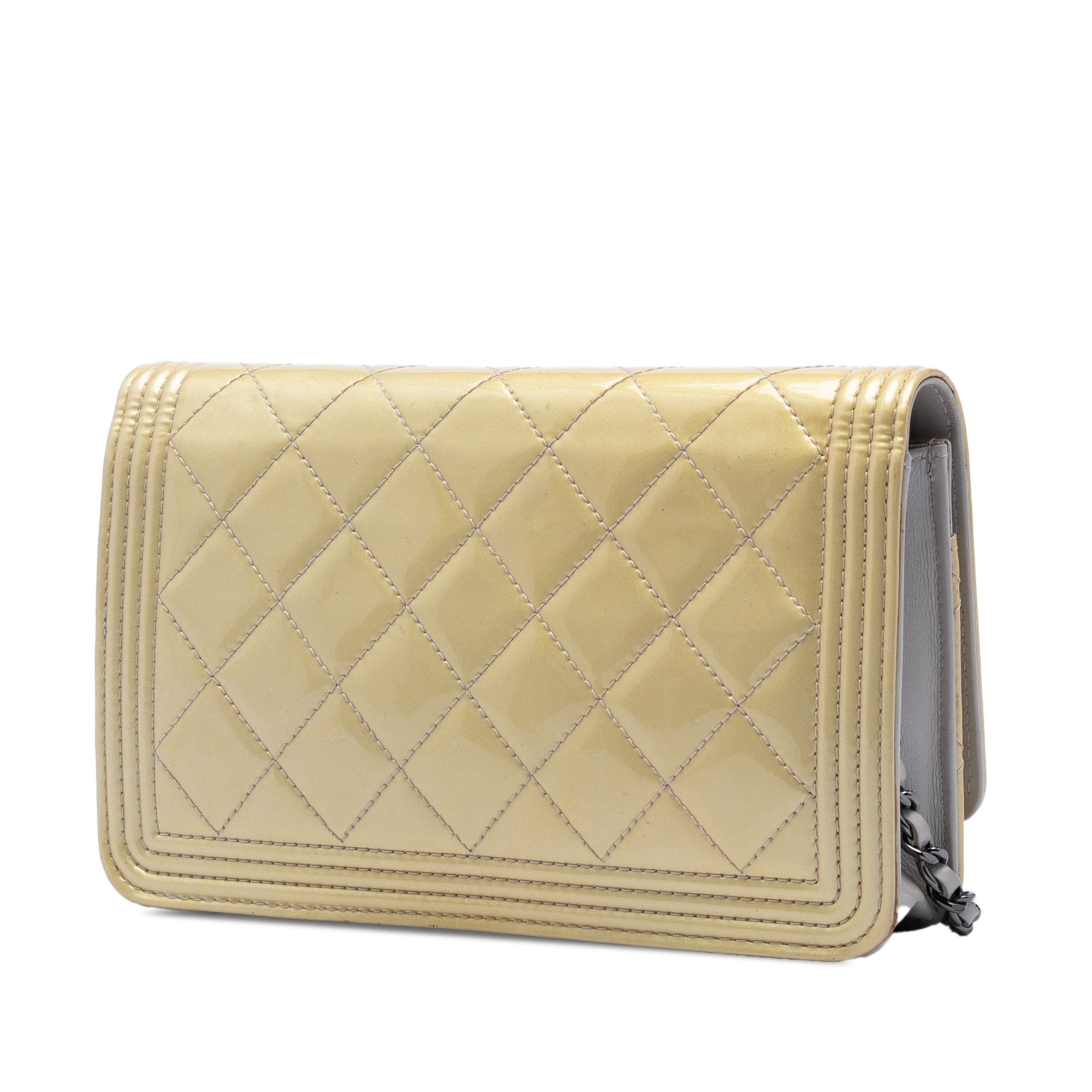 Quilted Patent Boy Wallet on Chain - Image 2