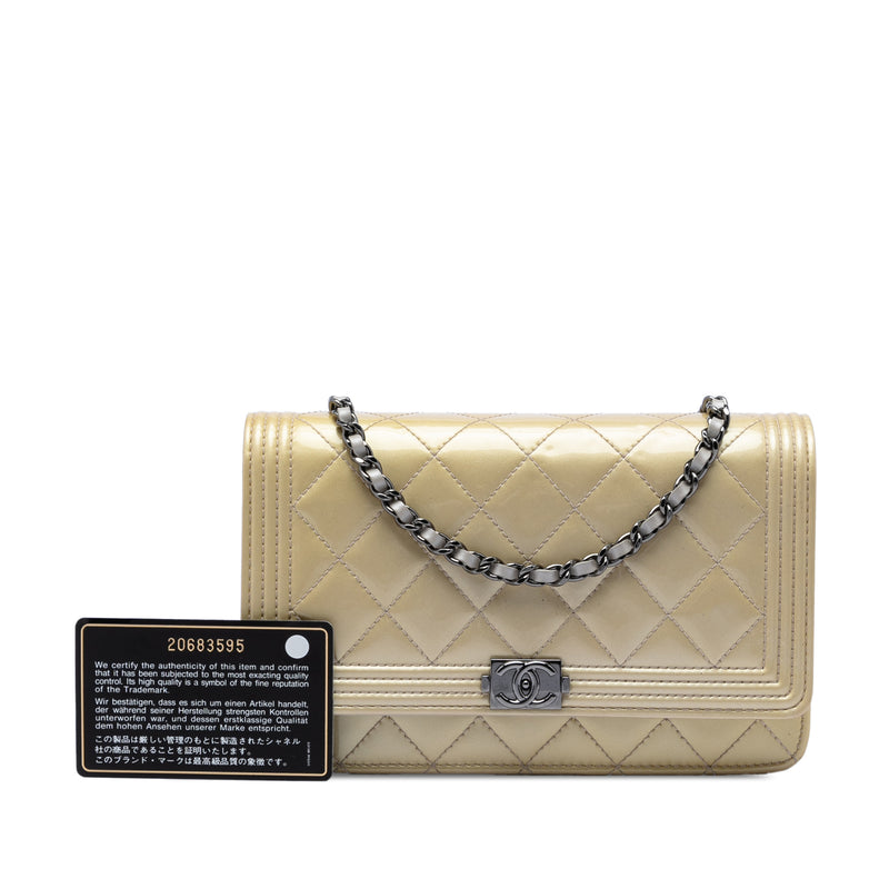 Quilted Patent Boy Wallet on Chain - Image 7