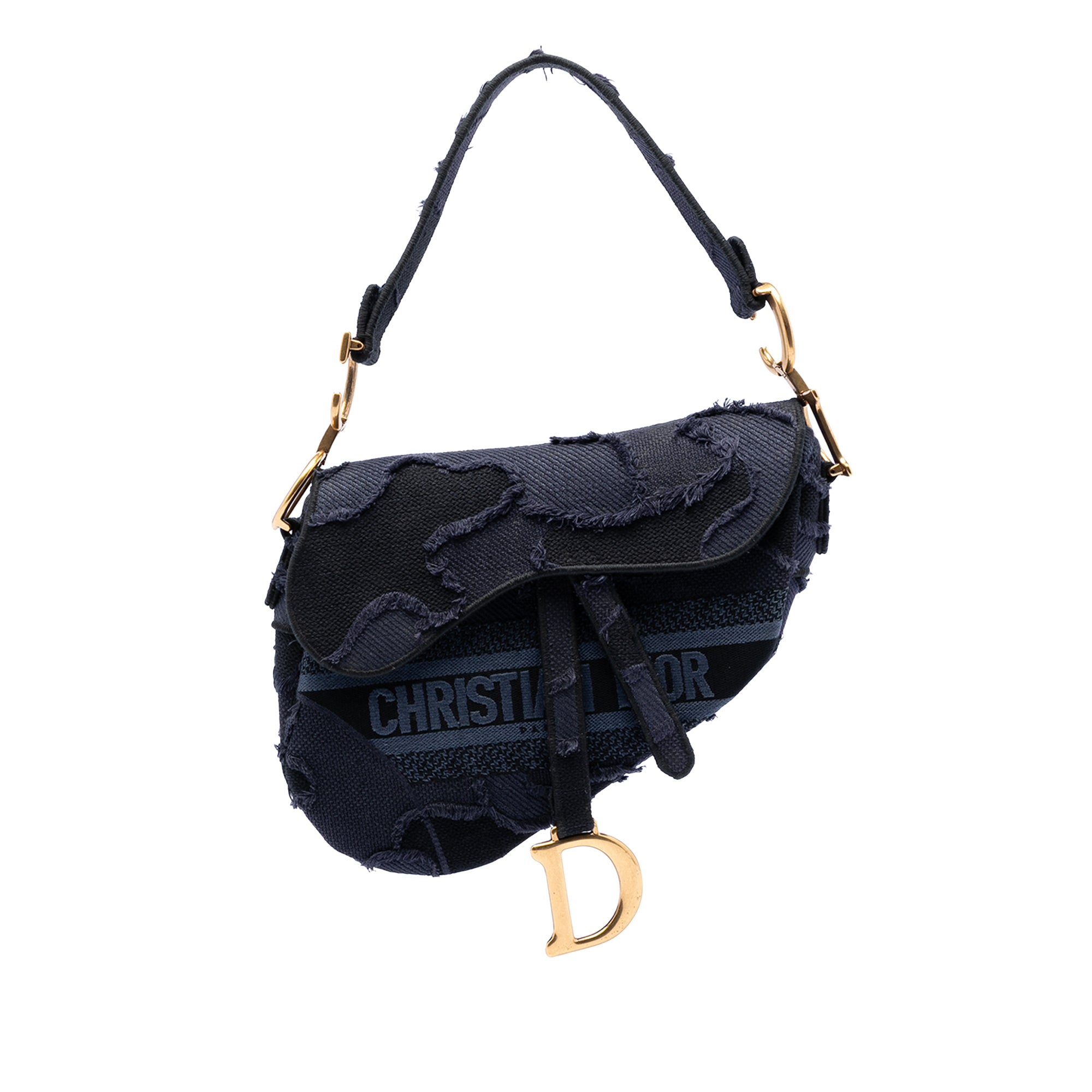 Canvas Embroidered Camouflage Saddle Bag - Image 1