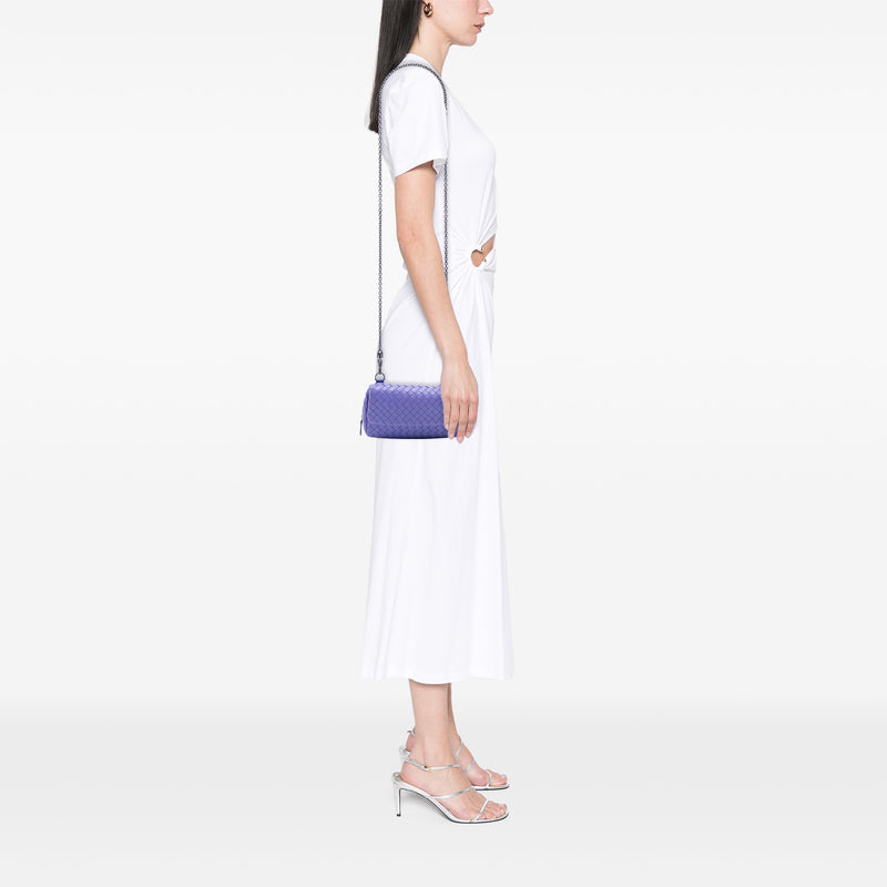 Mini Nappa Intrecciato Expandable Chain Flap Crossbody - Image 6