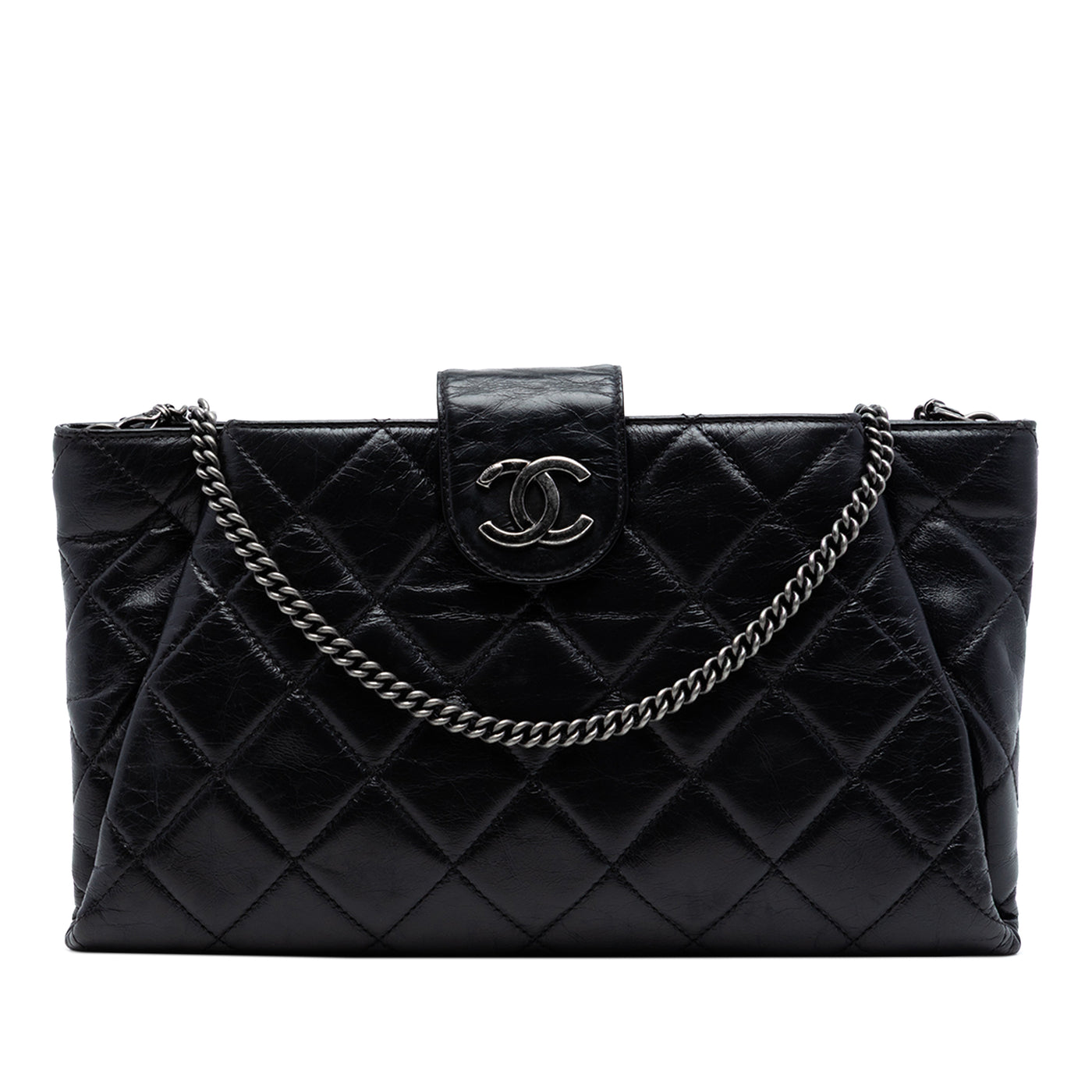 Quilted Glazed Calfskin Coco Pleats Chain Clutch - Image 1