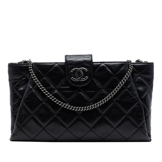 Quilted Glazed Calfskin Coco Pleats Chain Clutch - Image 1