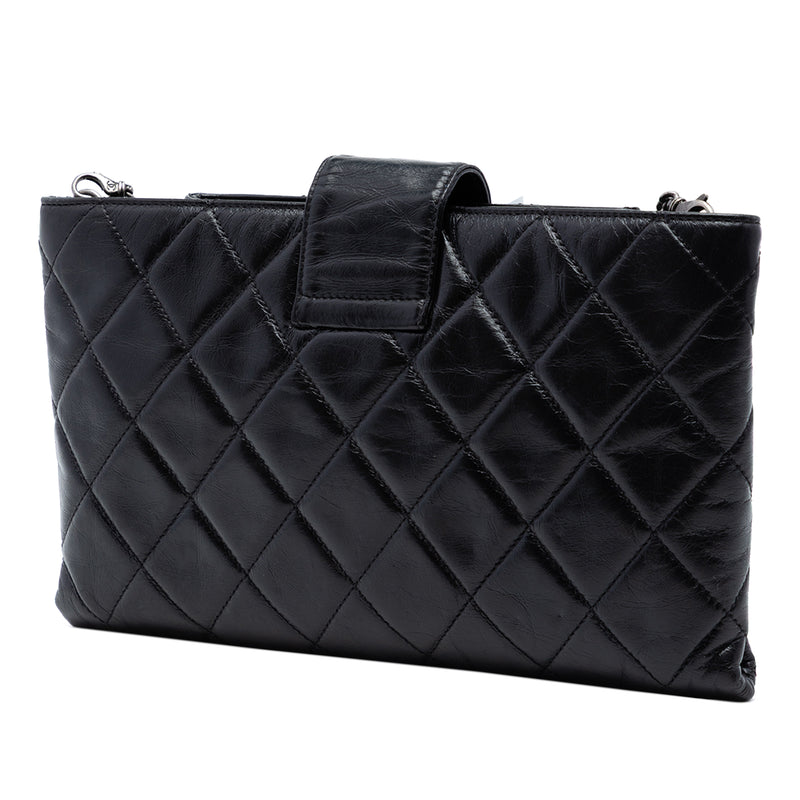 Quilted Glazed Calfskin Coco Pleats Chain Clutch - Image 2