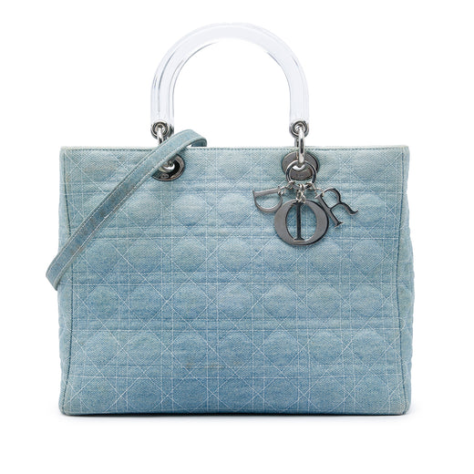 Large Denim Cannage Acrylic Handles Lady Dior - Image 1