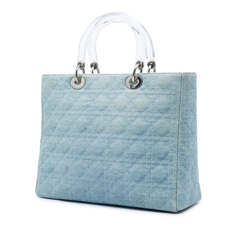 Large Denim Cannage Acrylic Handles Lady Dior - Image 2