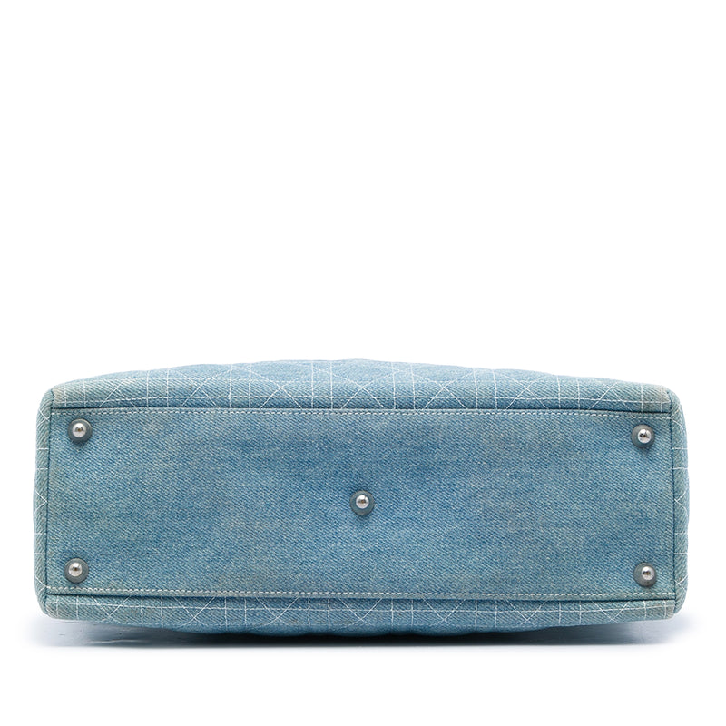 Large Denim Cannage Acrylic Handles Lady Dior - Image 3