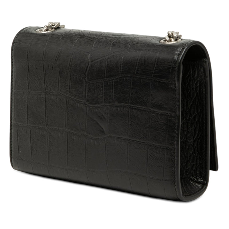 Small Croc Embossed Leather Monogram Kate Tassel Crossbody - Image 2