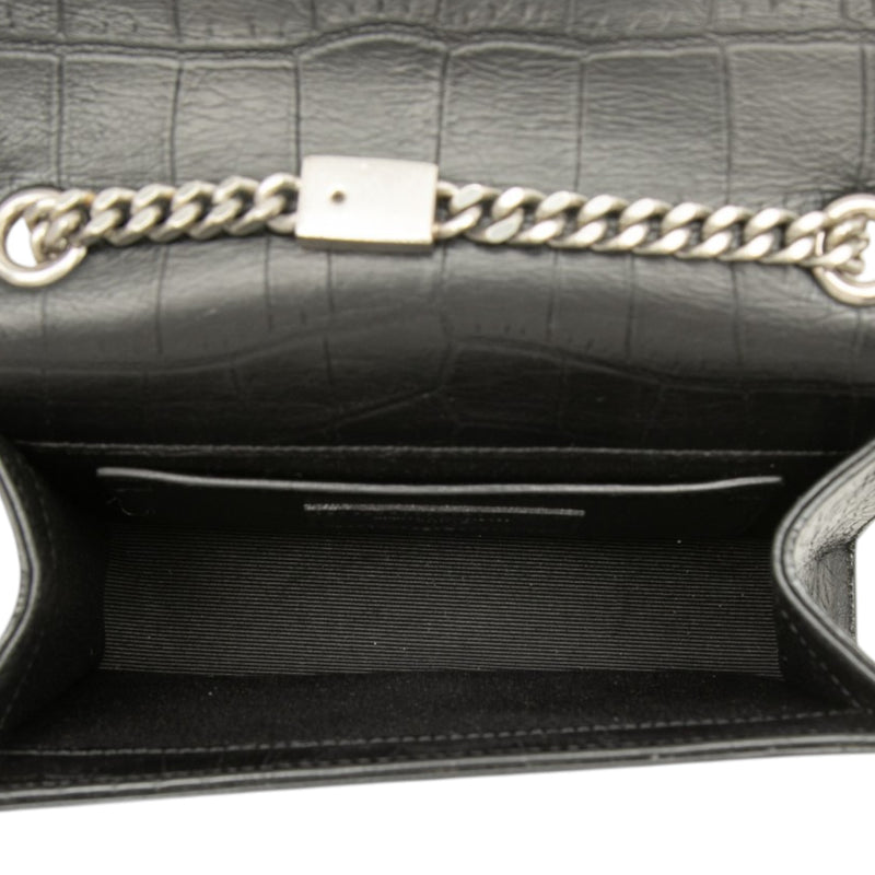 Small Croc Embossed Leather Monogram Kate Tassel Crossbody - Image 4