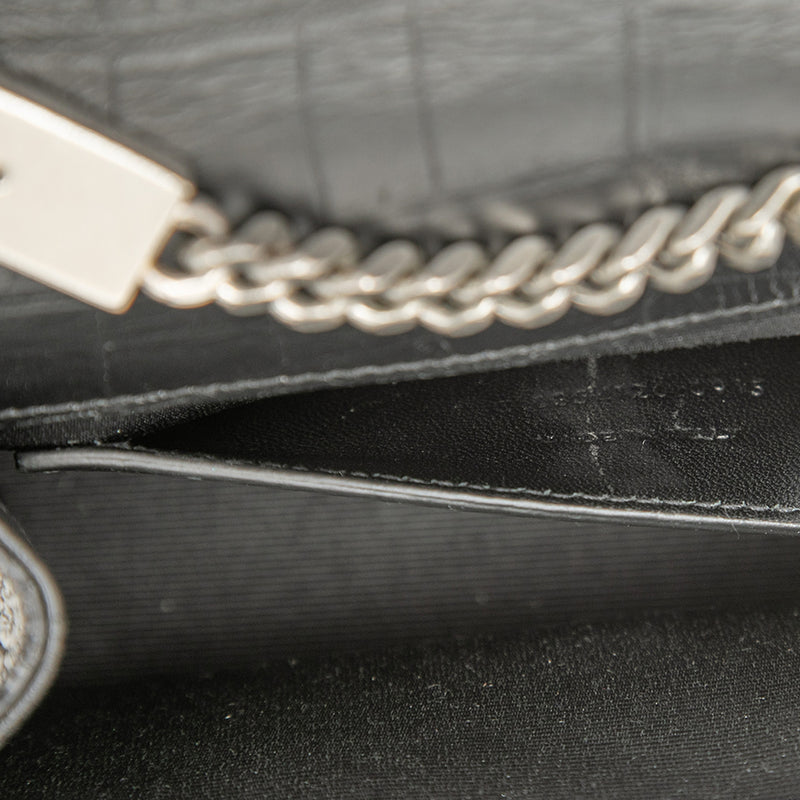 Small Croc Embossed Leather Monogram Kate Tassel Crossbody - Image 6
