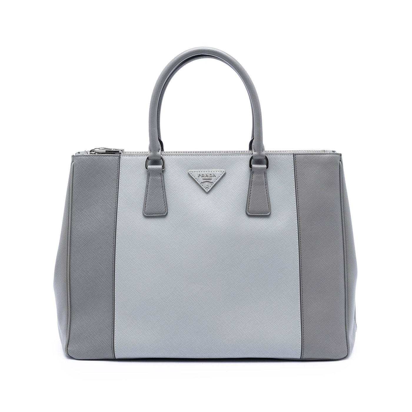 Large Bicolor Saffiano Lux Galleria Double Zip Satchel - Image 1