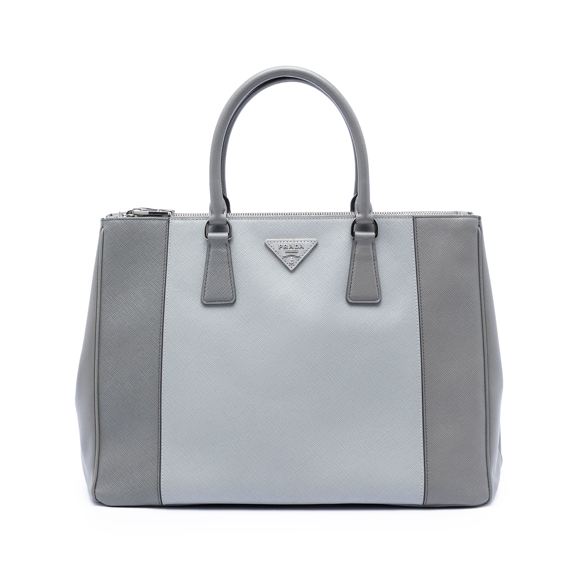 Large Bicolor Saffiano Lux Galleria Double Zip Satchel - Image 1