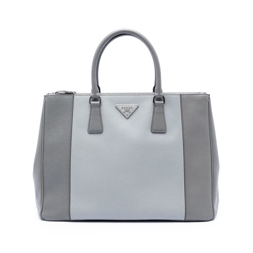 Large Bicolor Saffiano Lux Galleria Double Zip Satchel - Image 1