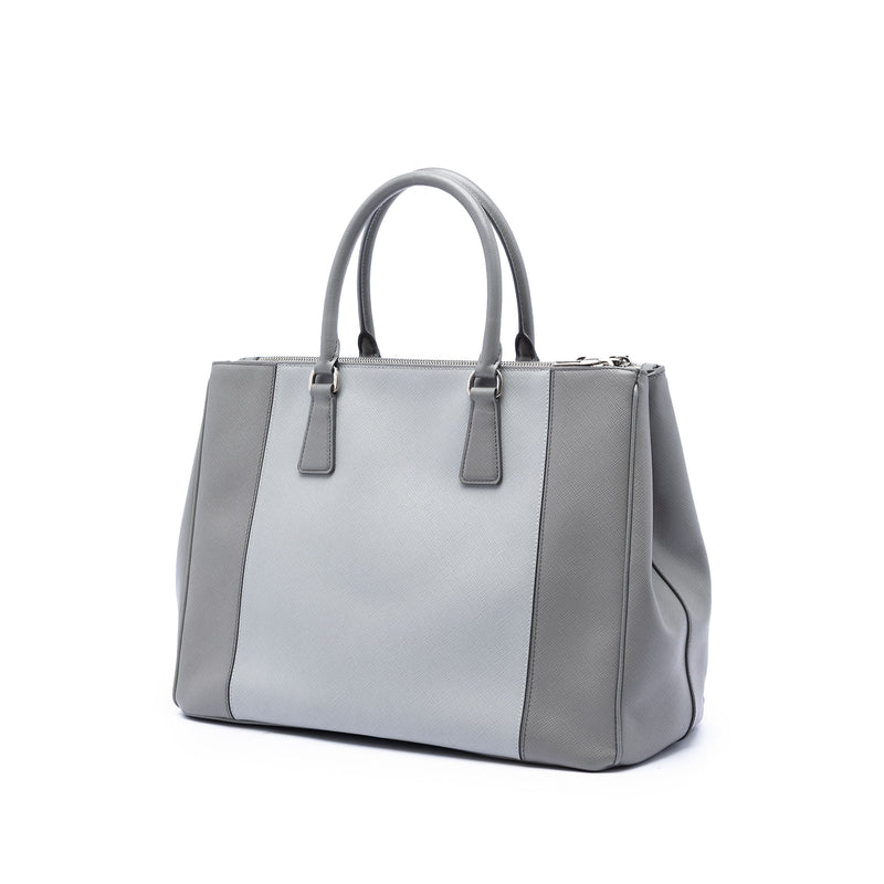 Large Bicolor Saffiano Lux Galleria Double Zip Satchel - Image 2