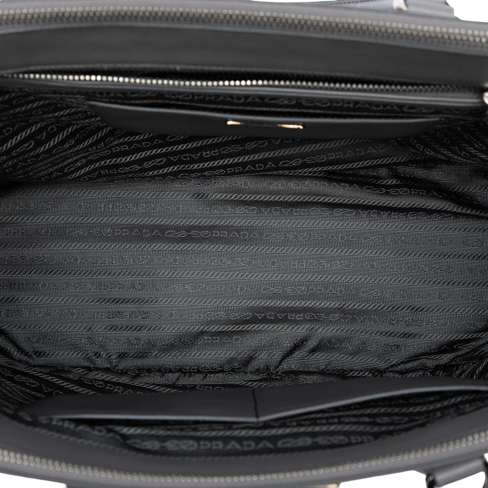Large Bicolor Saffiano Lux Galleria Double Zip Satchel - Image 4