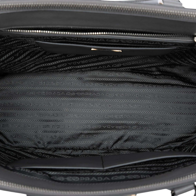 Large Bicolor Saffiano Lux Galleria Double Zip Satchel - Image 4