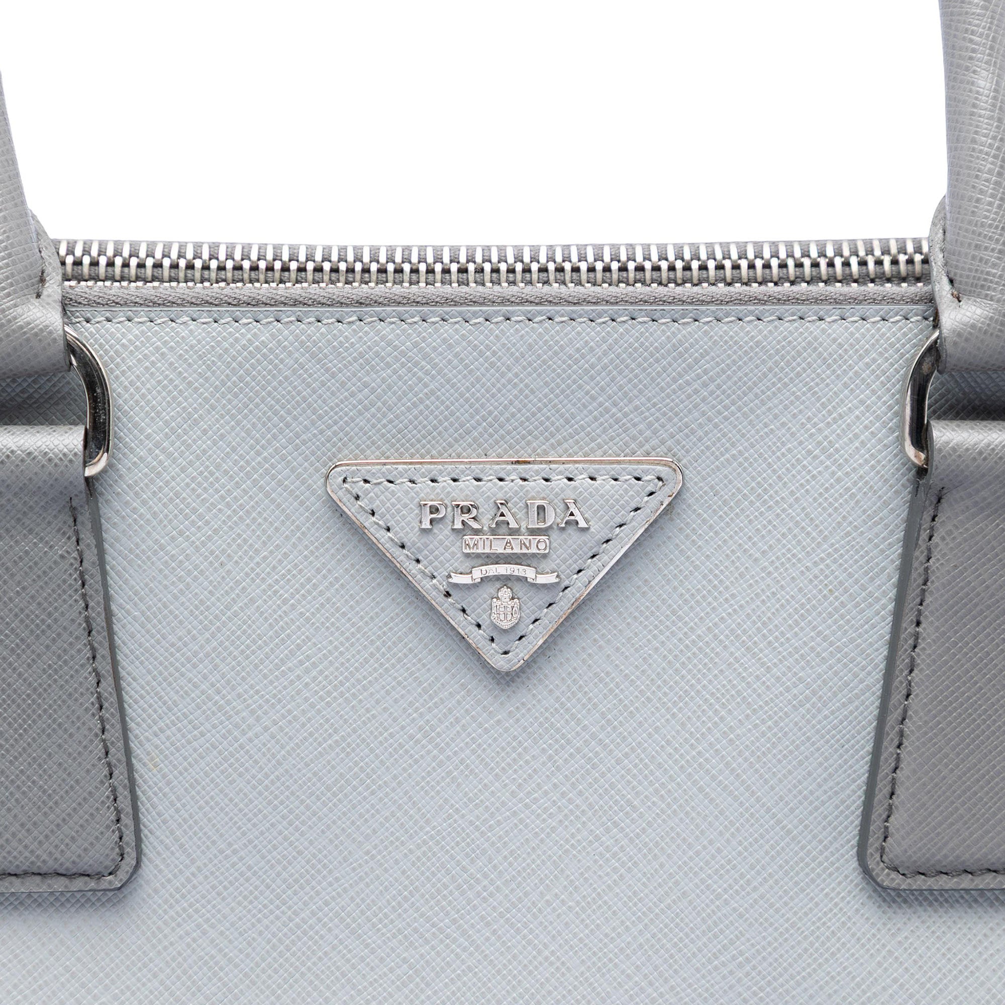 Large Bicolor Saffiano Lux Galleria Double Zip Satchel - Image 5