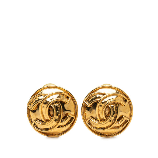 CC Gold Plated Round Clip On Earrings - Image 1