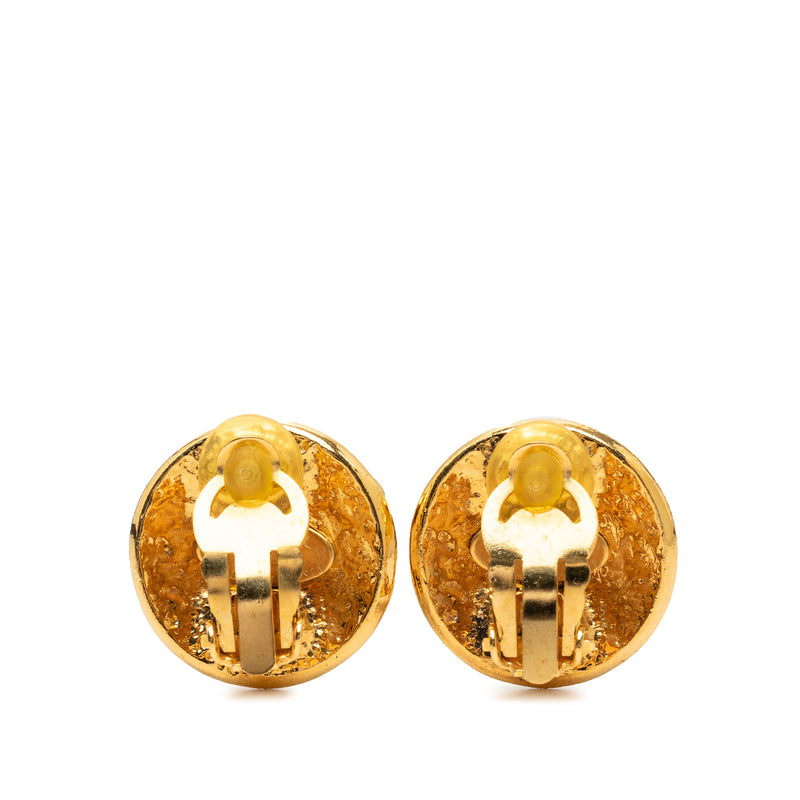 CC Gold Plated Round Clip On Earrings - Image 2