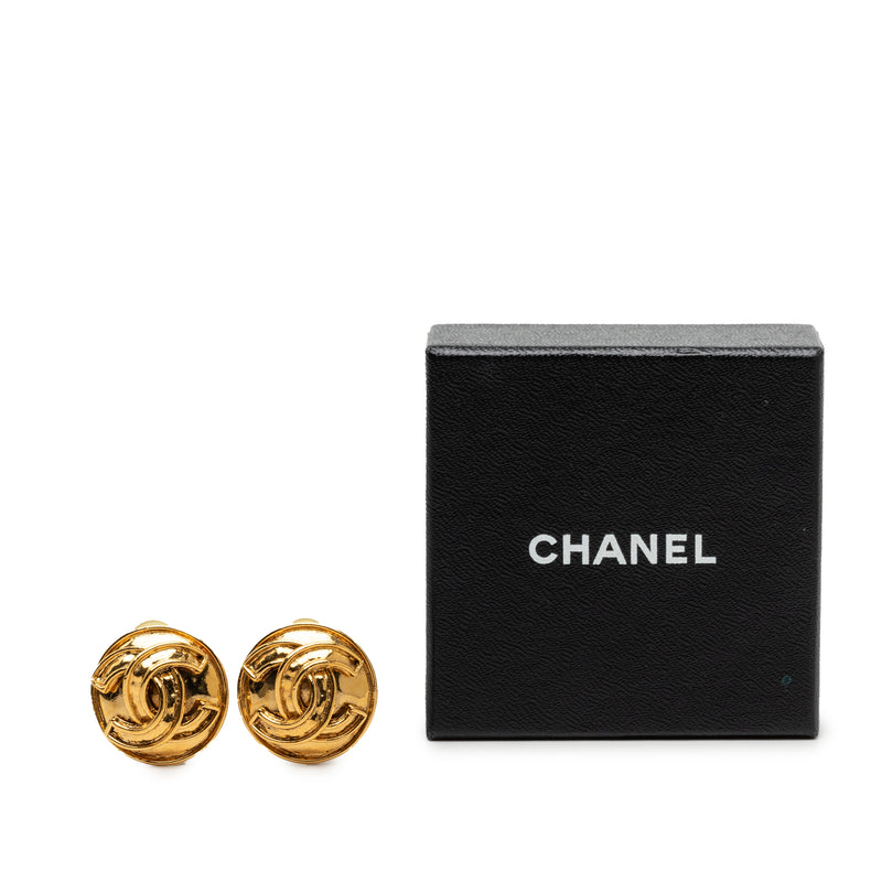 CC Gold Plated Round Clip On Earrings - Image 4