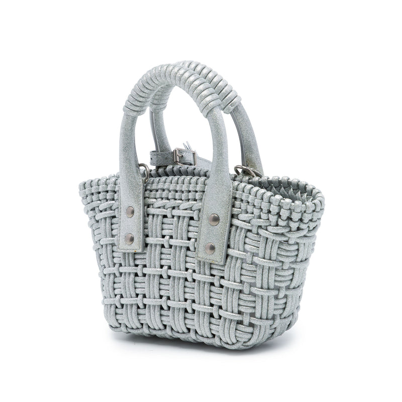 Metallic Faux Leather Bistro Basket Bag XXS - Image 2