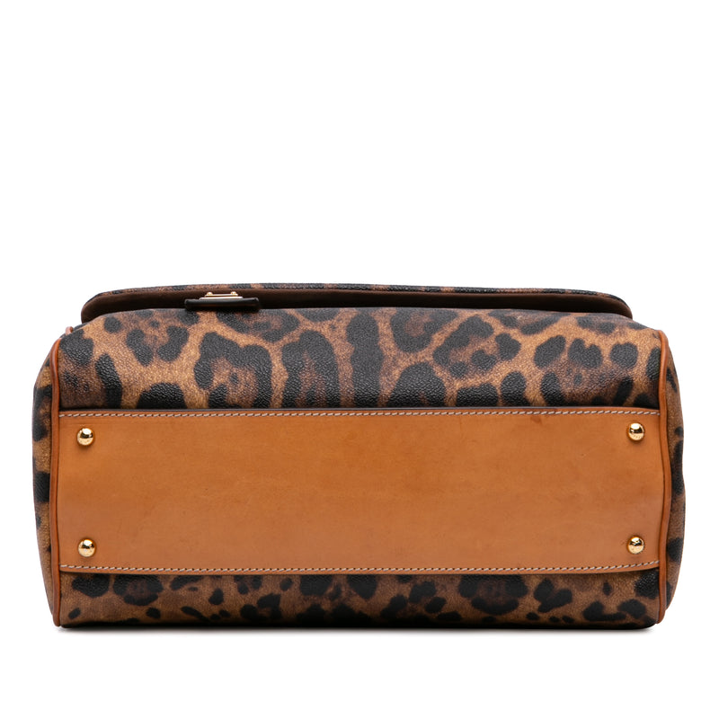 Large Leopard Print Coated Canvas Miss Sicily Satchel - Image 3