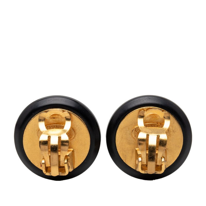 CC Gold Plated and Resin Clip on Earrings - Image 2