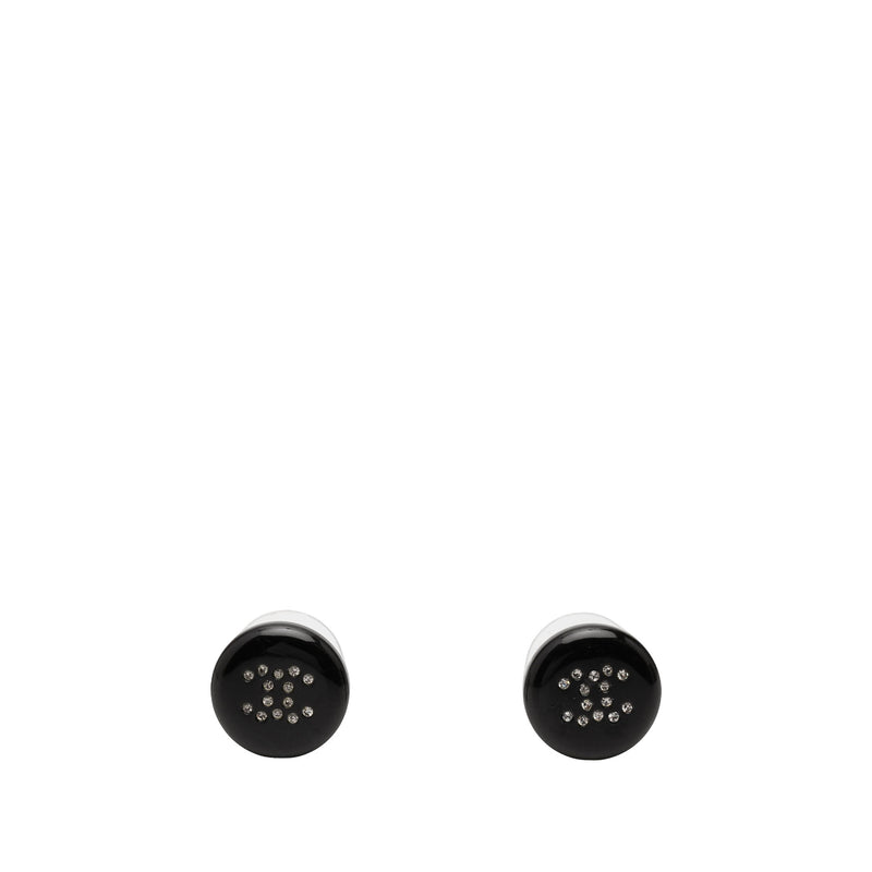 CC Resin and Strass Button Push Back Earrings