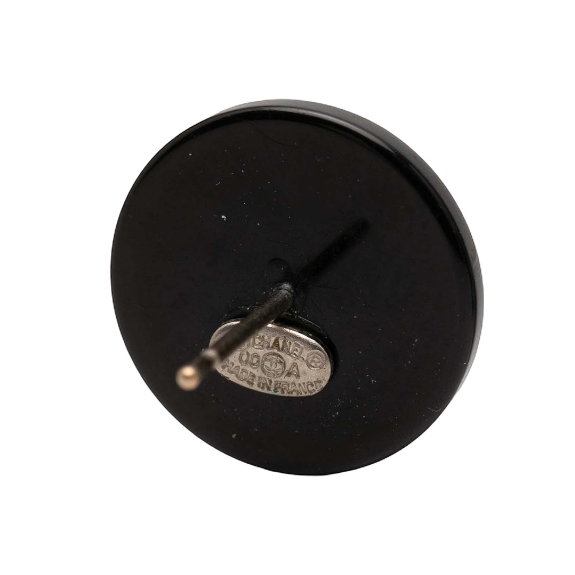 CC Resin and Strass Button Push Back Earrings - Image 3